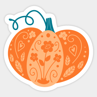 Orange Decorative Pumpkin Sticker